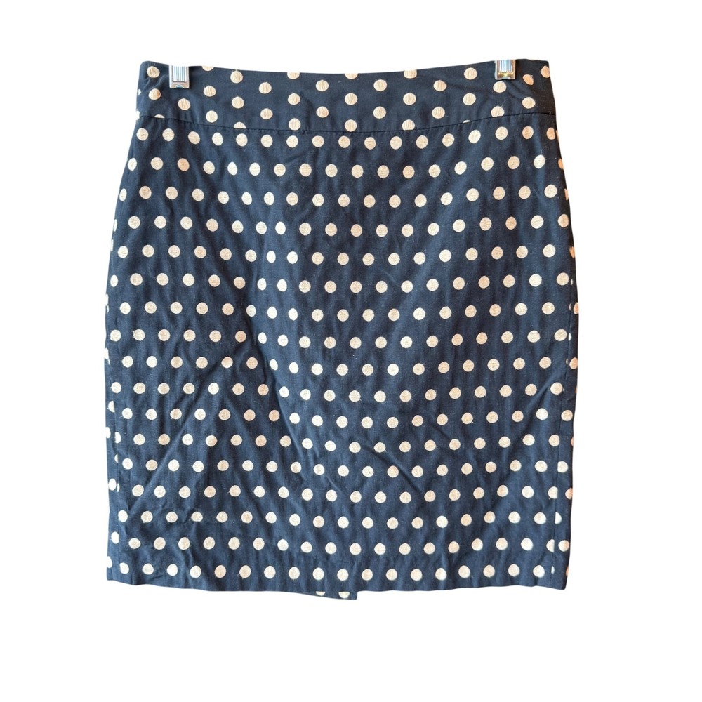Banana Republic Navy Polka Dot Skirt Petite Size 4 Cotton Blend